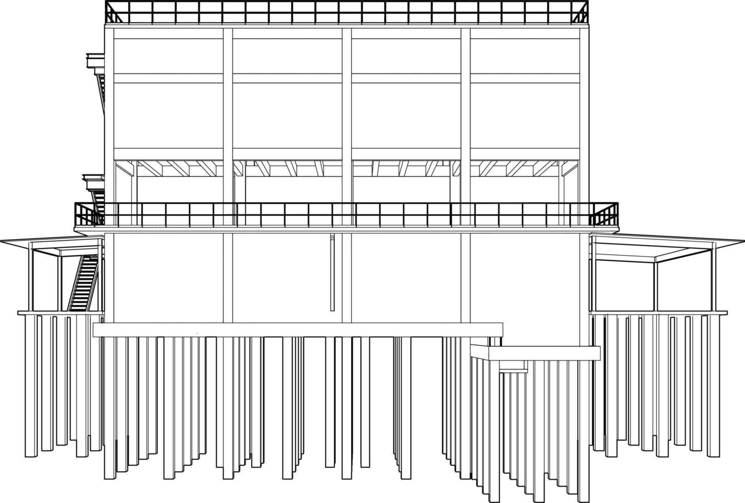 3d ilustração do industrial construção vetor