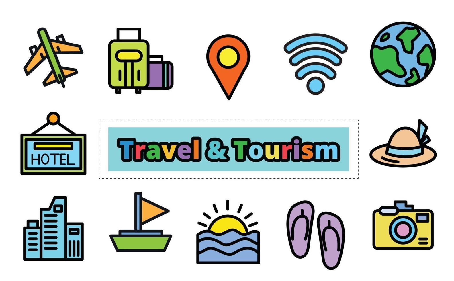 conjunto de ícones de viagens turismo, desenho vetorial. vetor