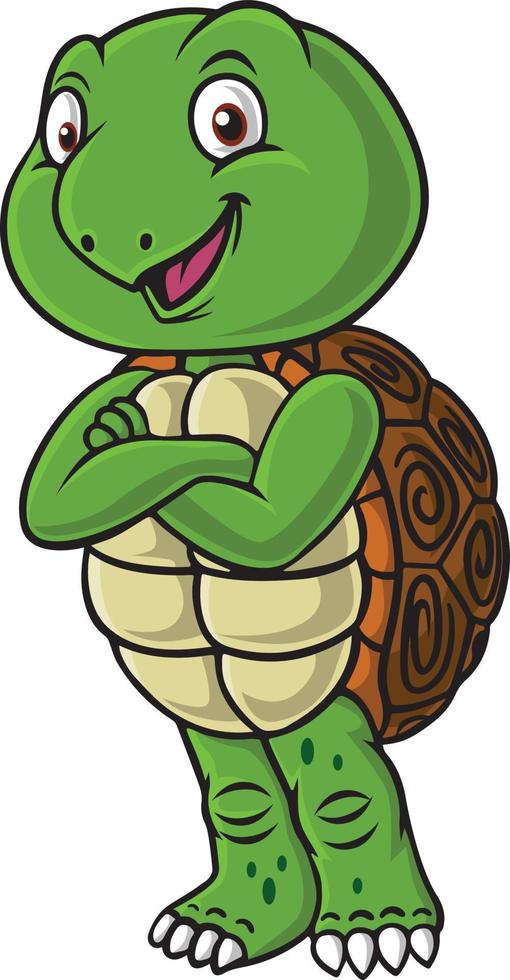 fofa feliz tartaruga desenho animado em pé vetor
