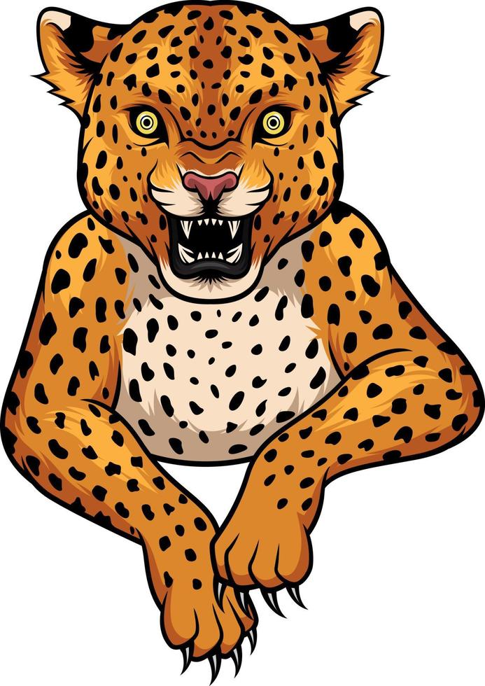desenho animado leopardo mascote vetor