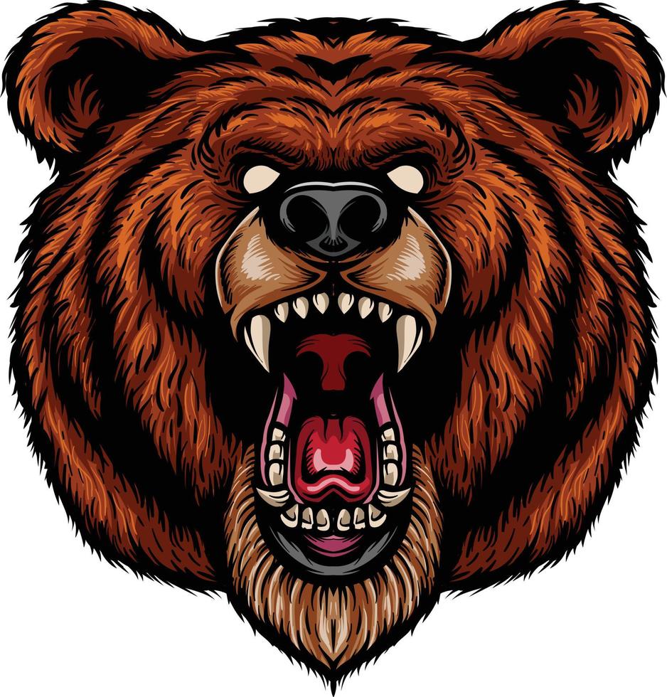 vetor ilustração do desenho animado assustador Urso cabeça mascote