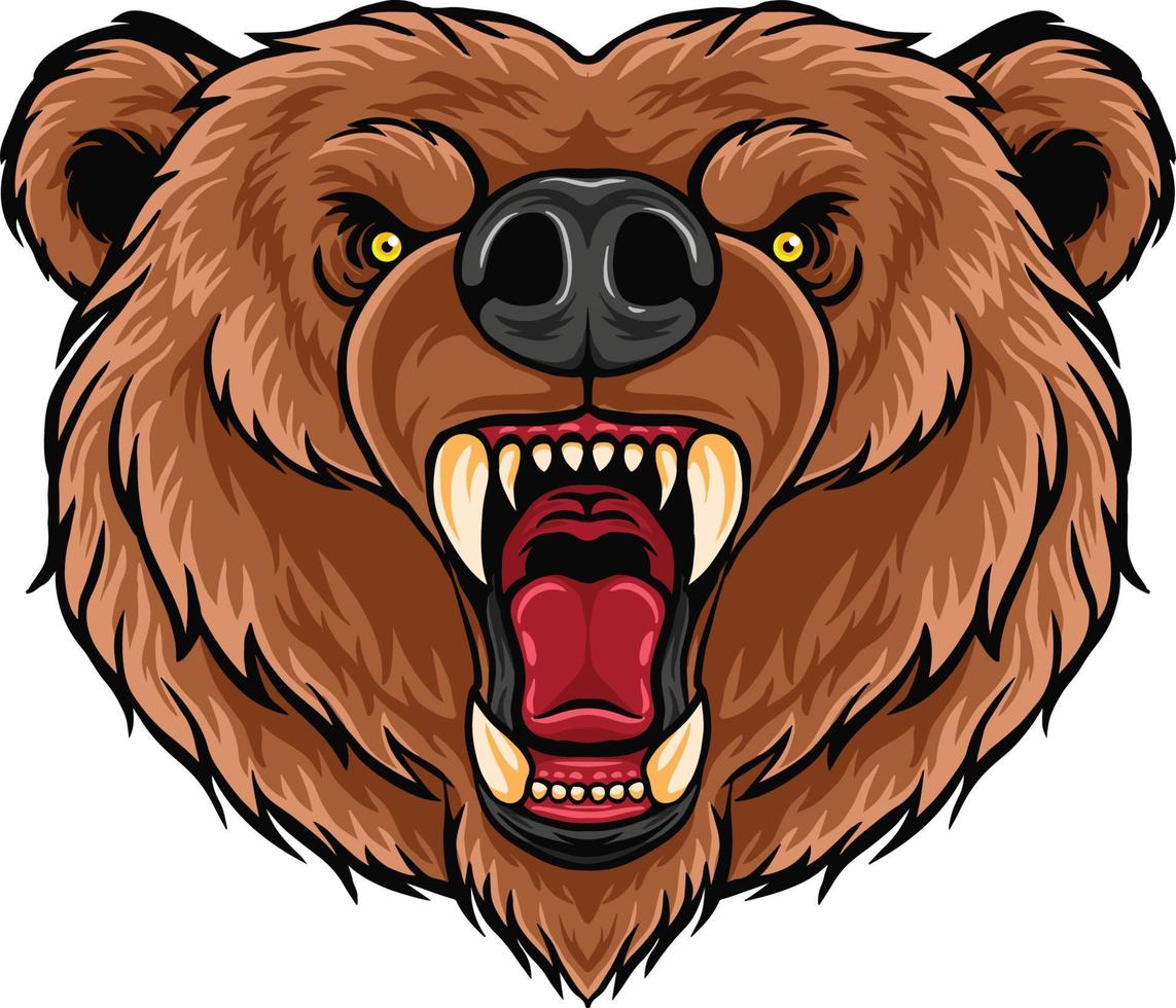 desenho animado Bravo Urso cabeça mascote Projeto vetor