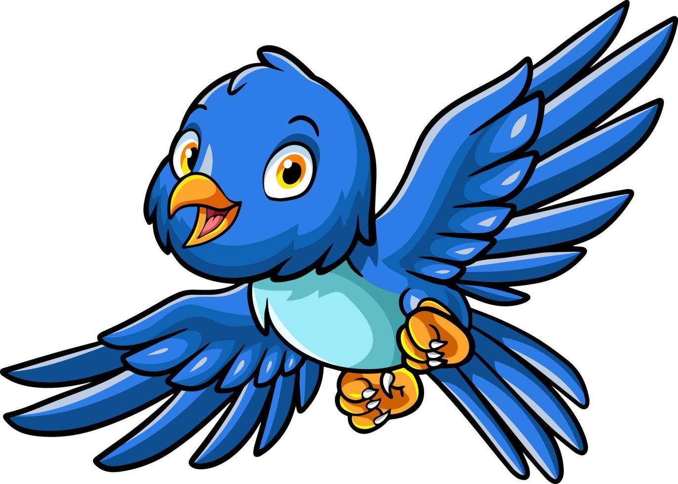 desenho animado fofa pequeno pássaro azul vôo vetor