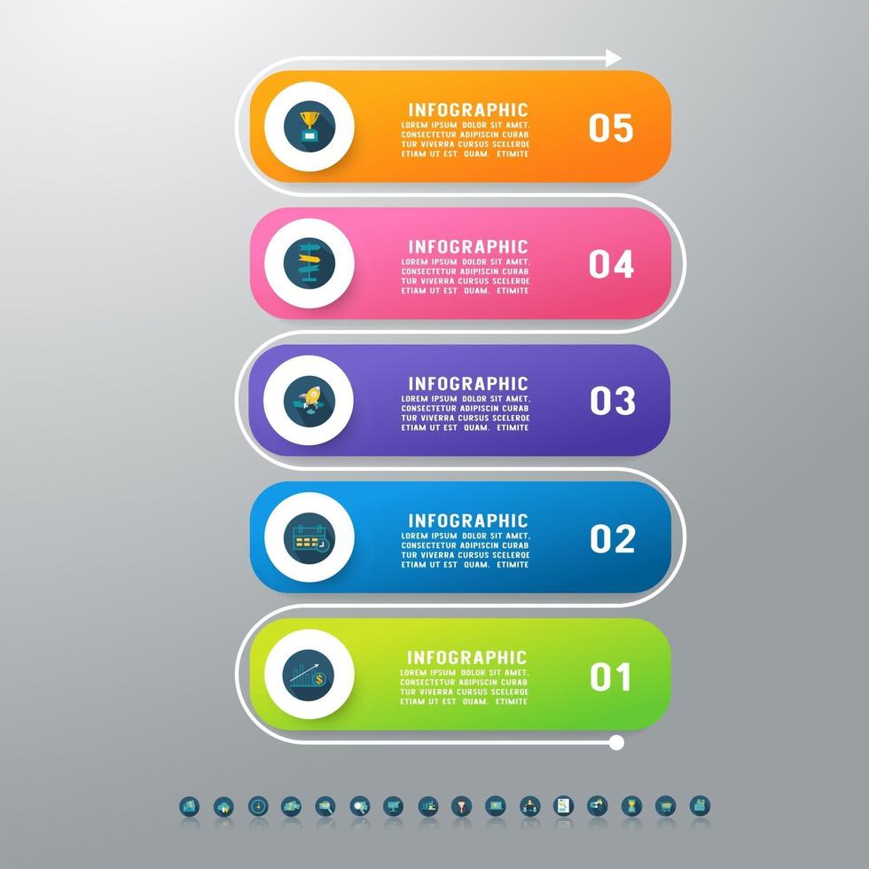 infográficos de gráfico de processo de 5 etapas de negócios vetor