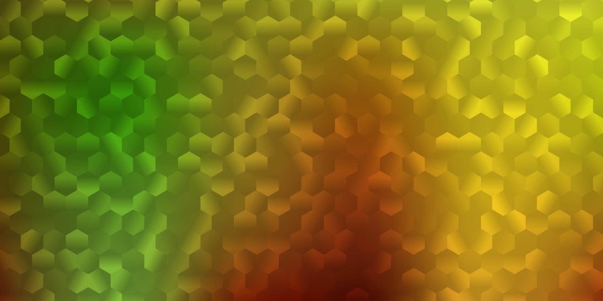 textura de vetor verde e amarelo claro com hexágonos coloridos.