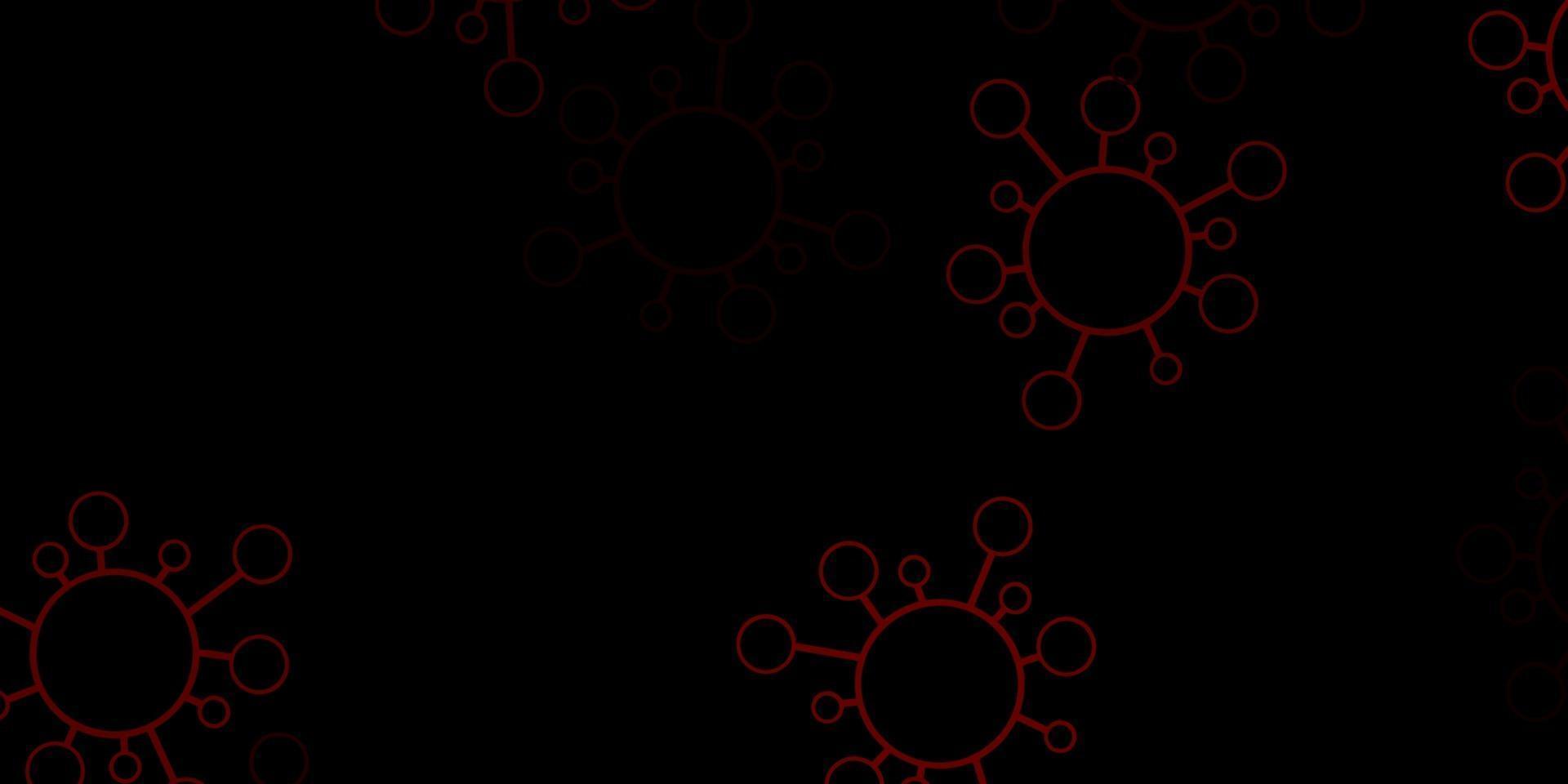 fundo vector vermelho escuro com símbolos covid-19.