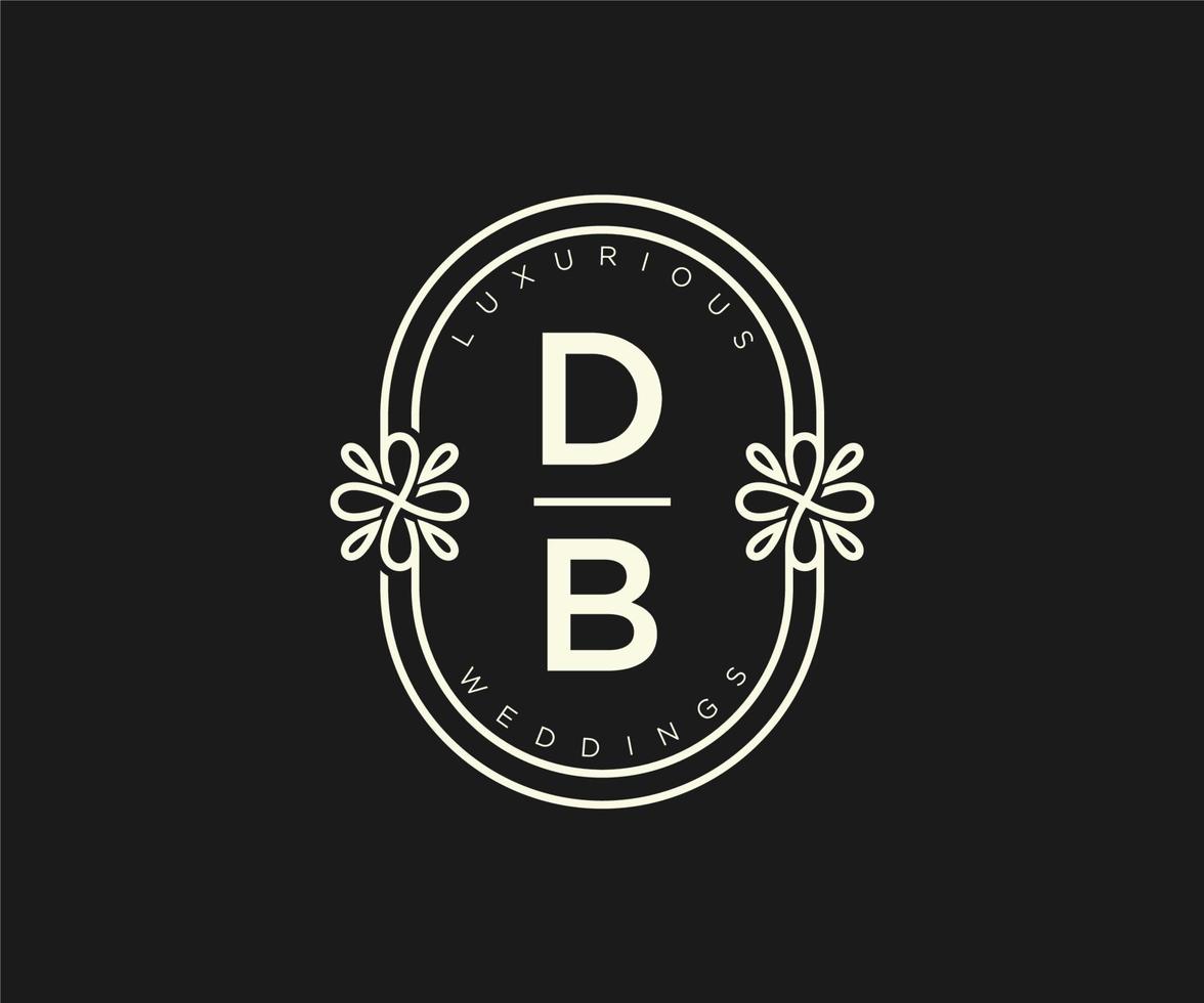 db letras iniciais modelo de logotipos de monograma de casamento, modelos modernos minimalistas e florais desenhados à mão para cartões de convite, salve a data, identidade elegante. vetor