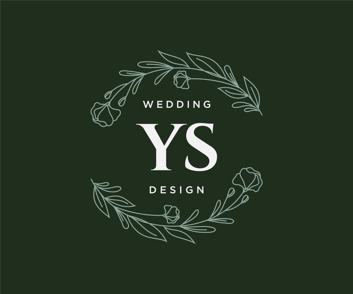 coleção de logotipos de monograma de casamento de letras iniciais ys, modelos minimalistas e florais modernos desenhados à mão para cartões de convite, salve a data, identidade elegante para restaurante, boutique, café em vetor