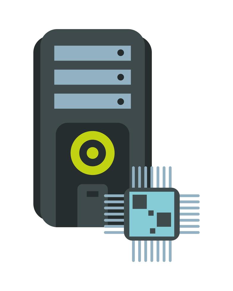 chip de processador com tecnologia de dispositivos de torre de servidor vetor