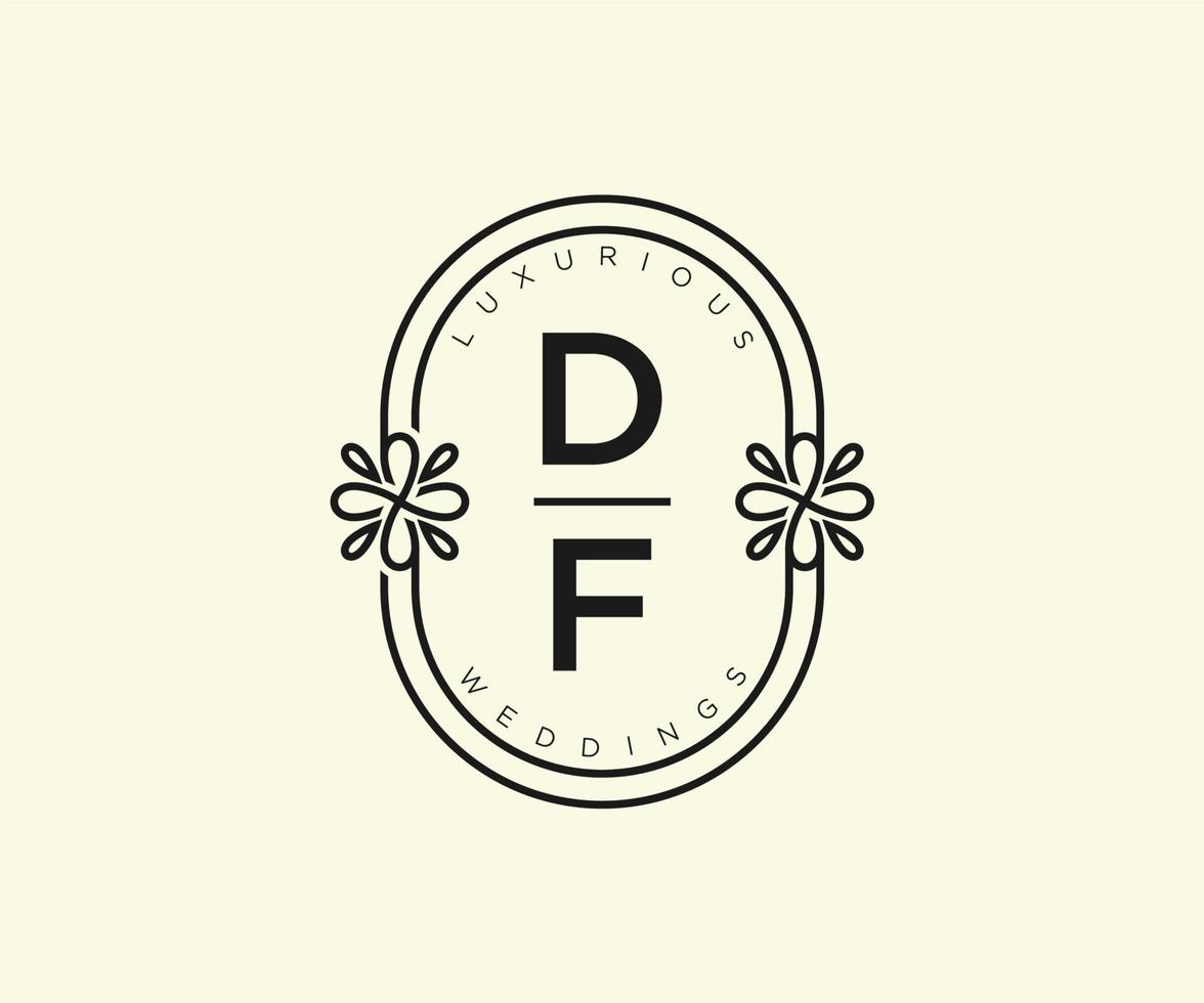 modelo de logotipos de monograma de casamento de carta inicial df, modelos minimalistas e florais modernos desenhados à mão para cartões de convite, salve a data, identidade elegante. vetor
