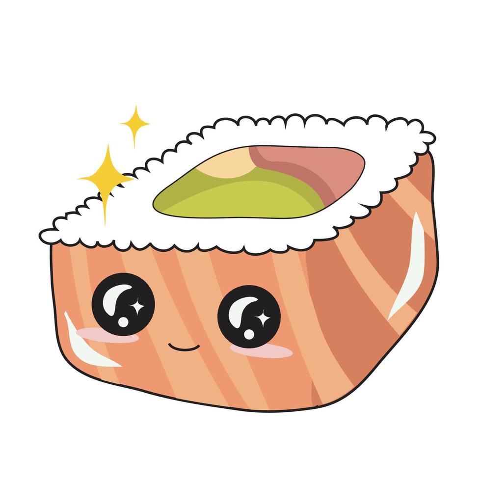 fofa japonês Comida em branco fundo para crianças moda obras de arte, crianças livros, convites, cumprimento cartões, emoji, têxtil, rede, imprimir. kawaii desenho animado vetor ilustração. vetor arquivo.