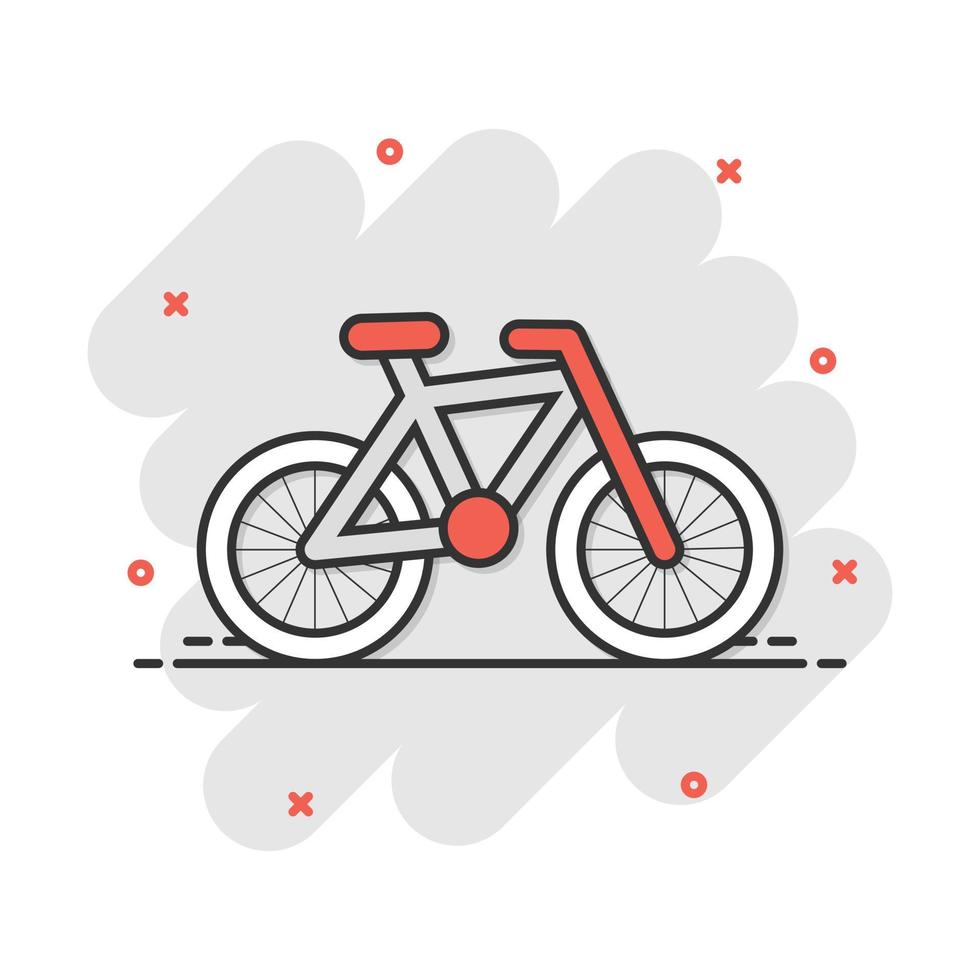 ícone de bicicleta dos desenhos animados em estilo cômico. pictograma de ilustração de sinal de bicicleta. conceito de negócio de veículo. vetor