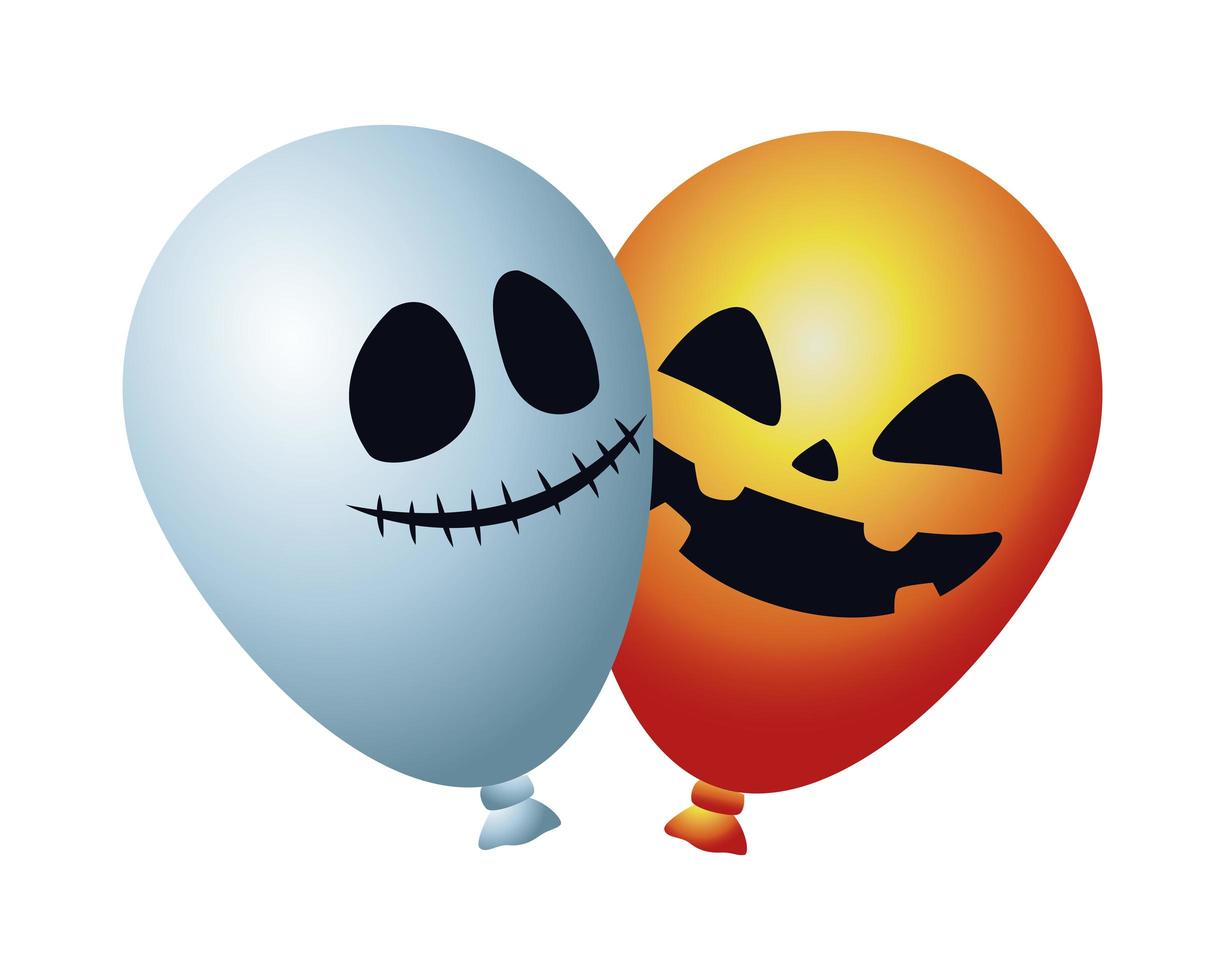 ícone isolado de balões de halloween de hélio vetor