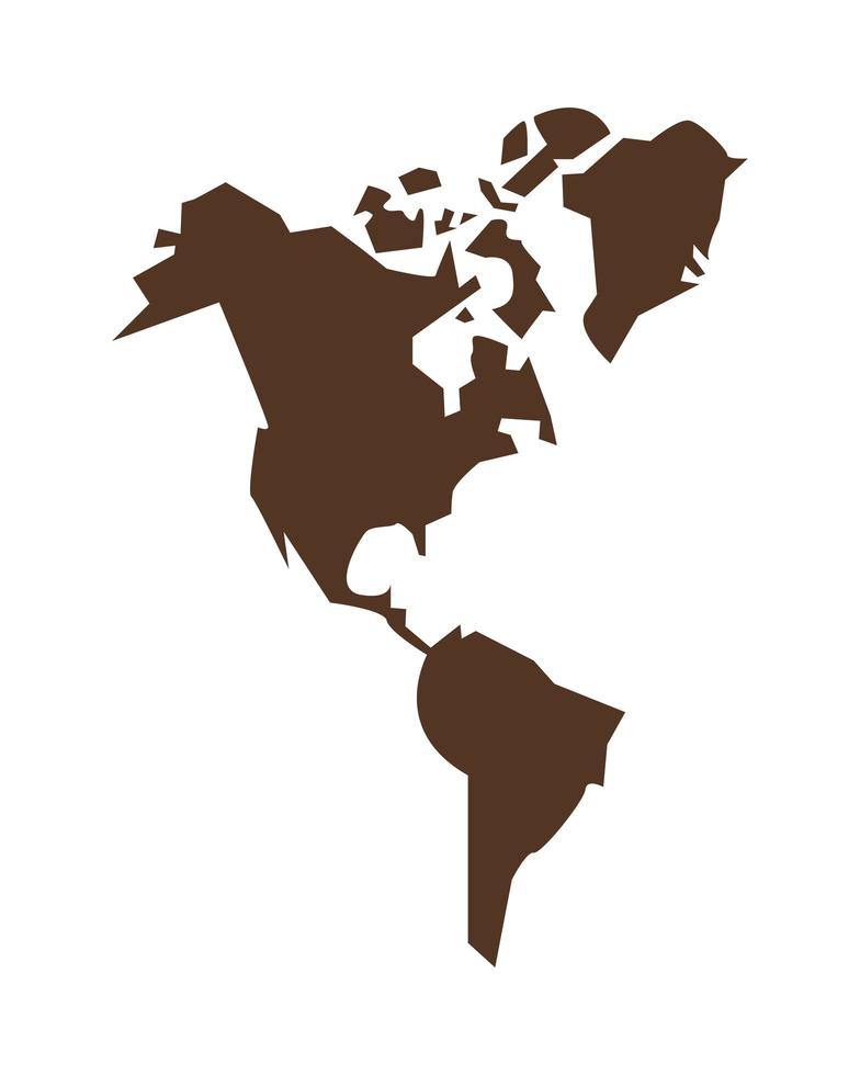 ícone de geografia da silhueta do continente americano vetor