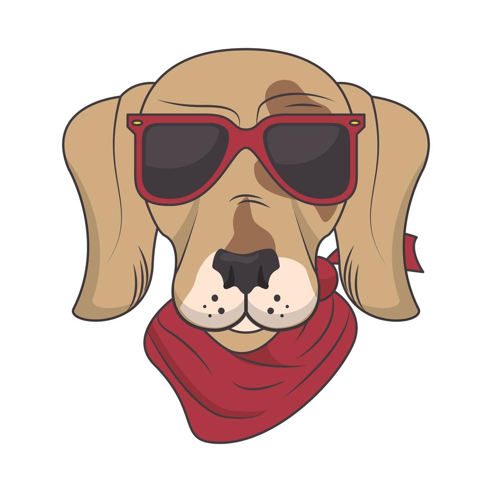 cachorro engraçado com óculos de sol estilo legal vetor
