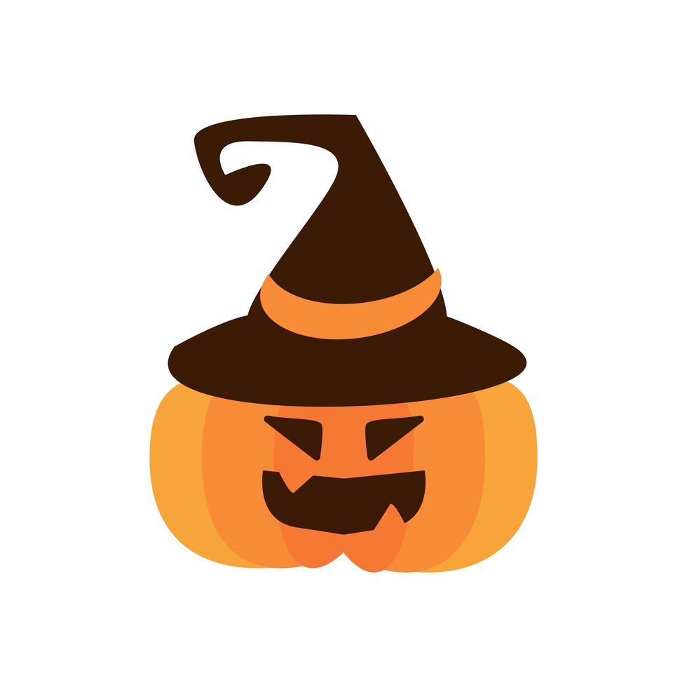 abóbora de halloween com ícone de estilo simples de chapéu de bruxa vetor