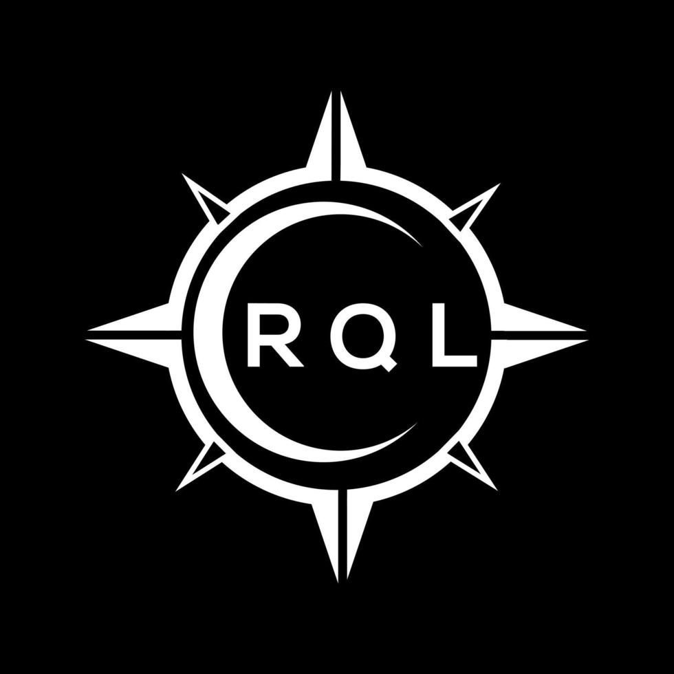 rql abstrato tecnologia círculo configuração logotipo Projeto em Preto fundo. rql criativo iniciais carta logotipo conceito. vetor