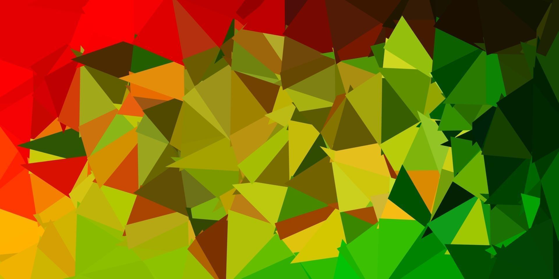 cenário de mosaico de triângulo de vetor verde e vermelho claro.