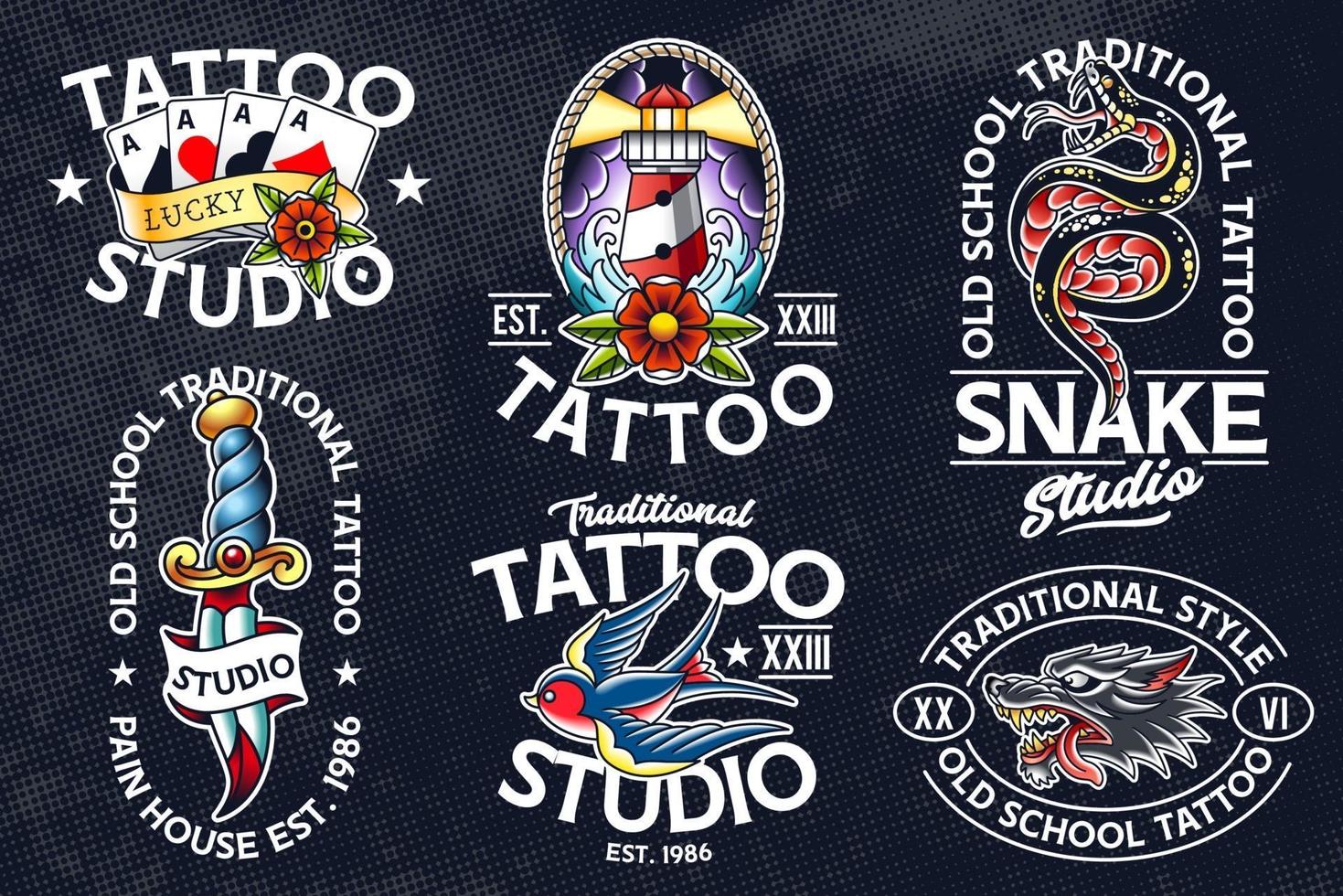 emblemas de vetor de tatuagem da velha escola