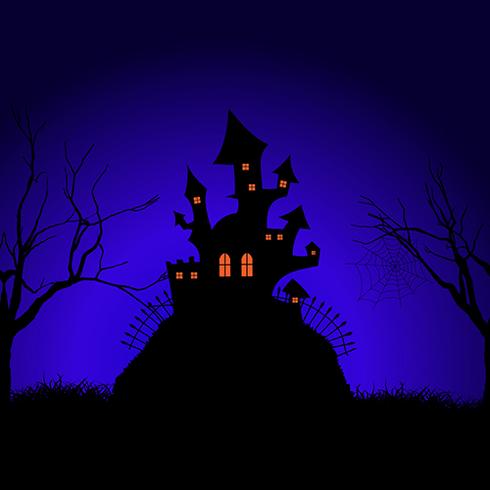 Fundo de castelo assustador de Halloween vetor