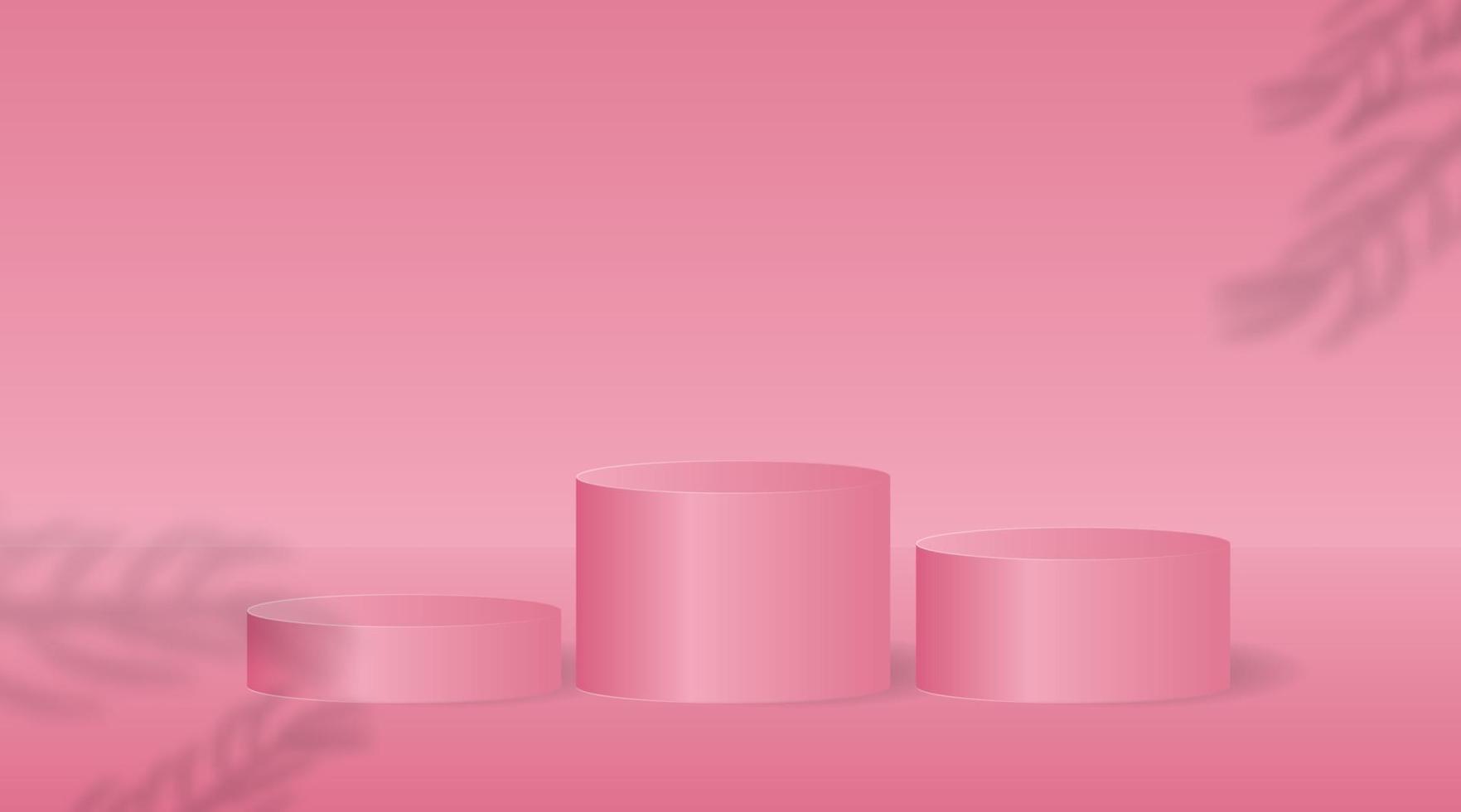 De fundo vector rosa 3D com pódio e parede rosa. fundo 3d abstrato mínimo.