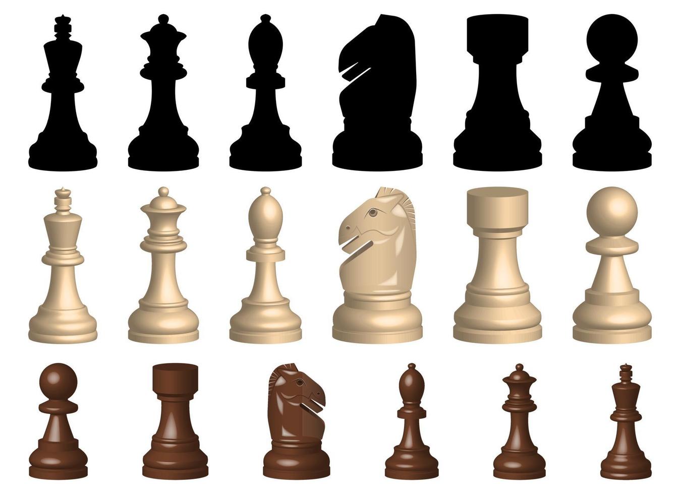 Jogo de xadrez de peças de ilustração vetorial conjunto isolado no fundo branco vetor