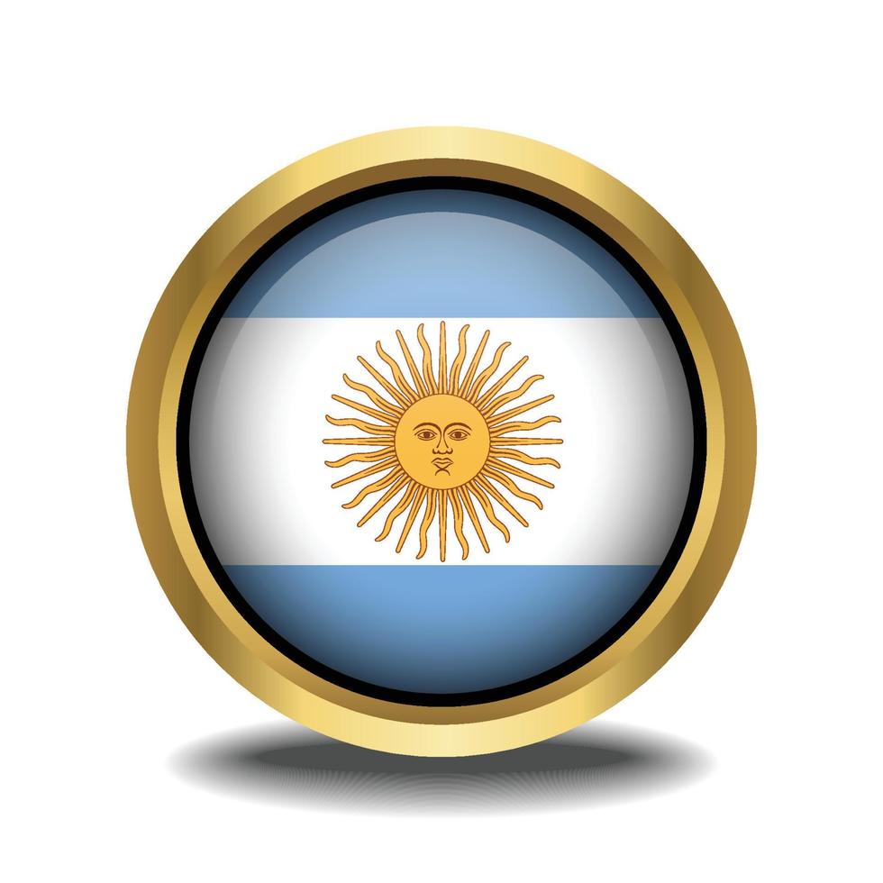 Argentina bandeira círculo forma botão vidro dentro quadro, Armação dourado vetor