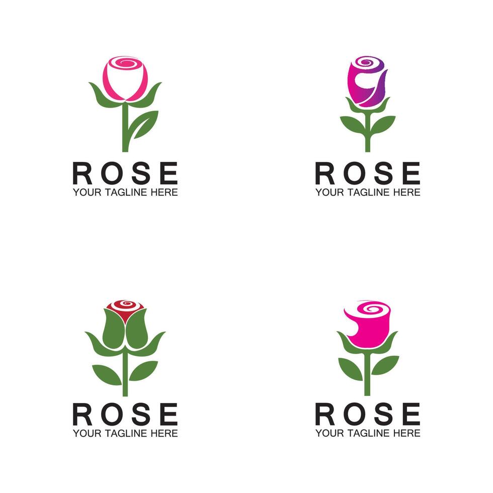 design de ilustração de ícone de vetor de flor de logotipo rosa