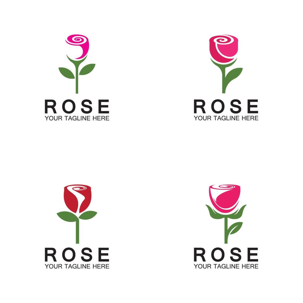 design de ilustração de ícone de vetor de flor de logotipo rosa