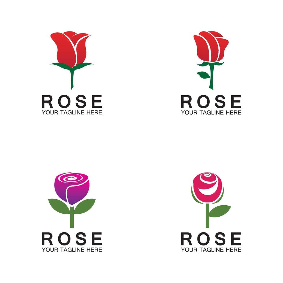 design de ilustração de ícone de vetor de flor de logotipo rosa