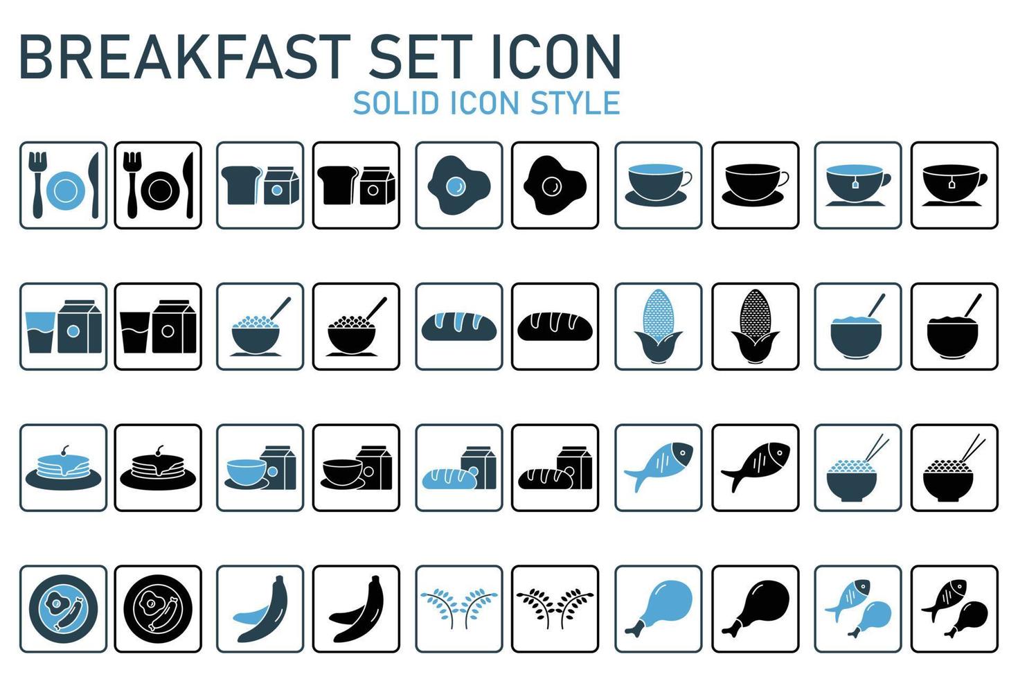café da manhã conjunto ícone ilustração. ícone relacionado para Comida e bebida. sólido ícone estilo. simples vetor Projeto editável