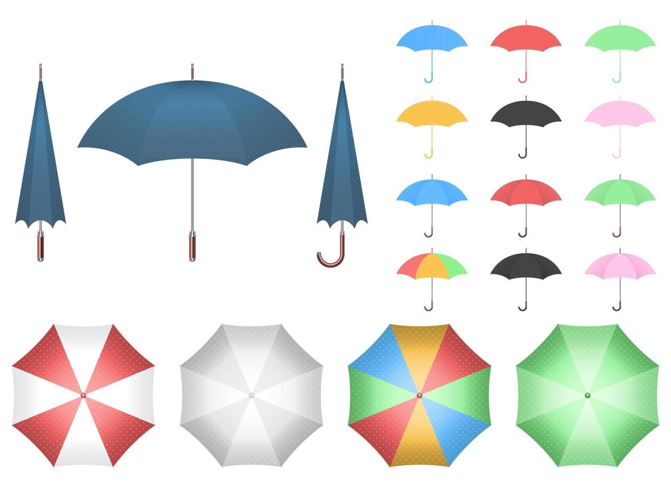 ilustração vetorial de guarda-chuva conjunto isolado no fundo branco vetor