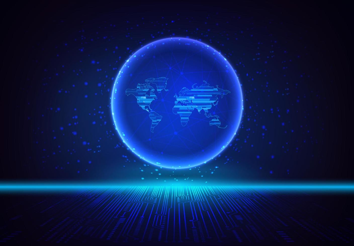 globo holográfico moderno em fundo de tecnologia vetor