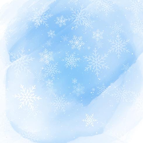 Flocos de neve de Natal em um fundo aquarela vetor