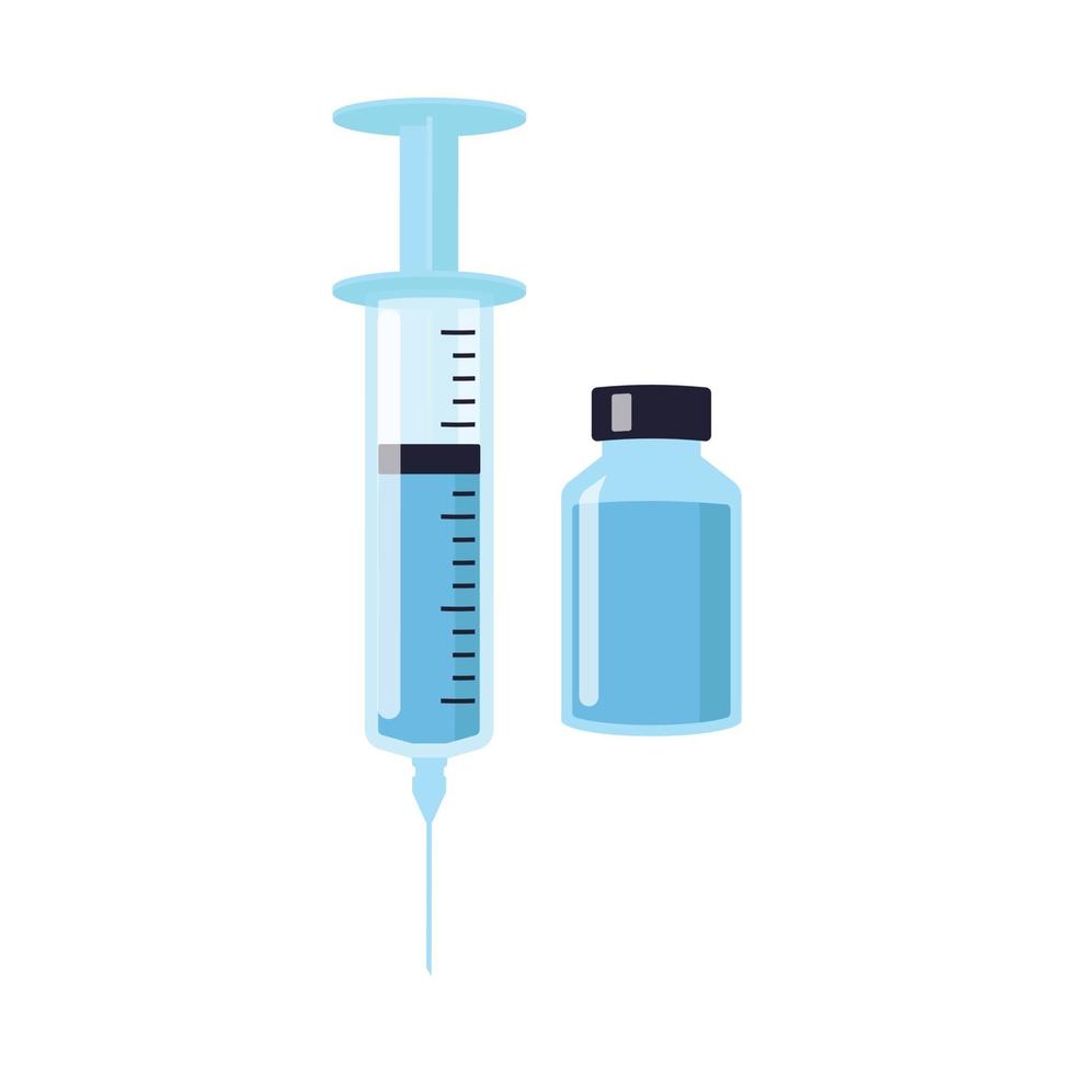 ilustração vetorial de vidro de vacina e injeção vetor