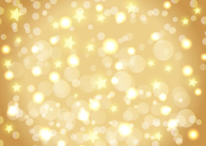 Fundo de Natal de luzes de bokeh e estrelas vetor