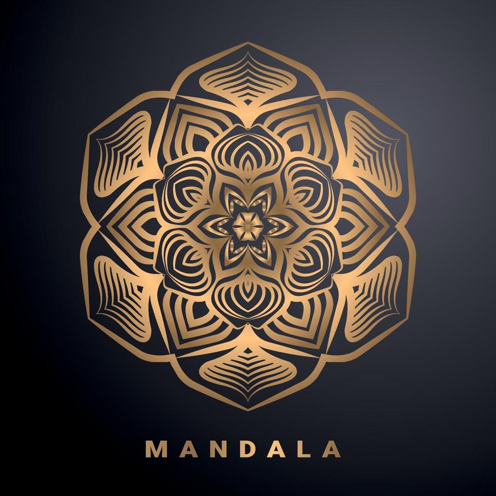 Fundo de desenho de mandala ornamental de luxo na cor ouro vetor