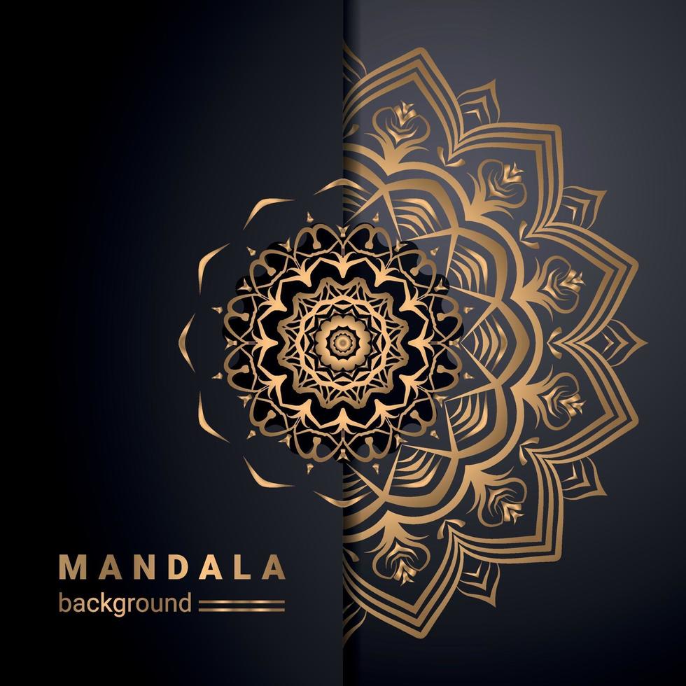 Fundo de desenho de mandala ornamental de luxo na cor ouro vetor