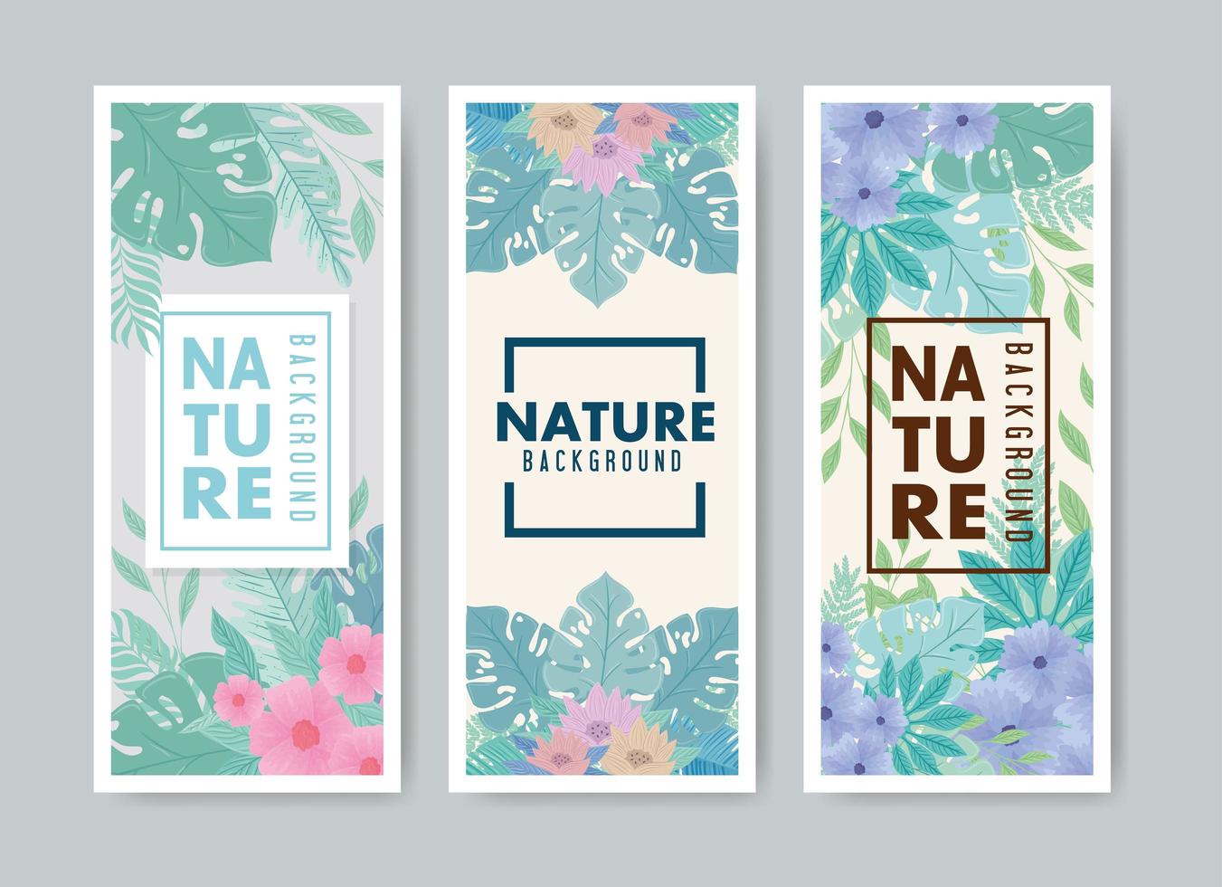 conjunto de cartas da natureza em cor pastel vetor