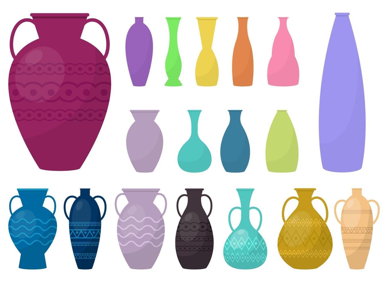 conjunto de ilustração vetorial conjunto de vasos isolado no fundo branco vetor