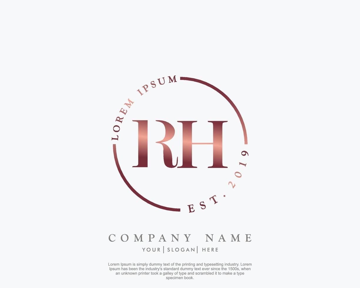 inicial rh feminino logotipo beleza monograma e elegante logotipo projeto, caligrafia logotipo do inicial assinatura, casamento, moda, floral e botânico com criativo modelo vetor