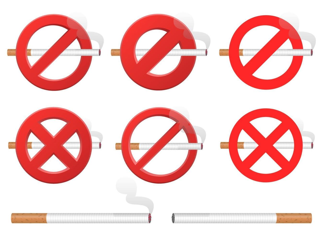 sinal de proibição de fumar conjunto de ilustração vetorial isolado no fundo branco vetor