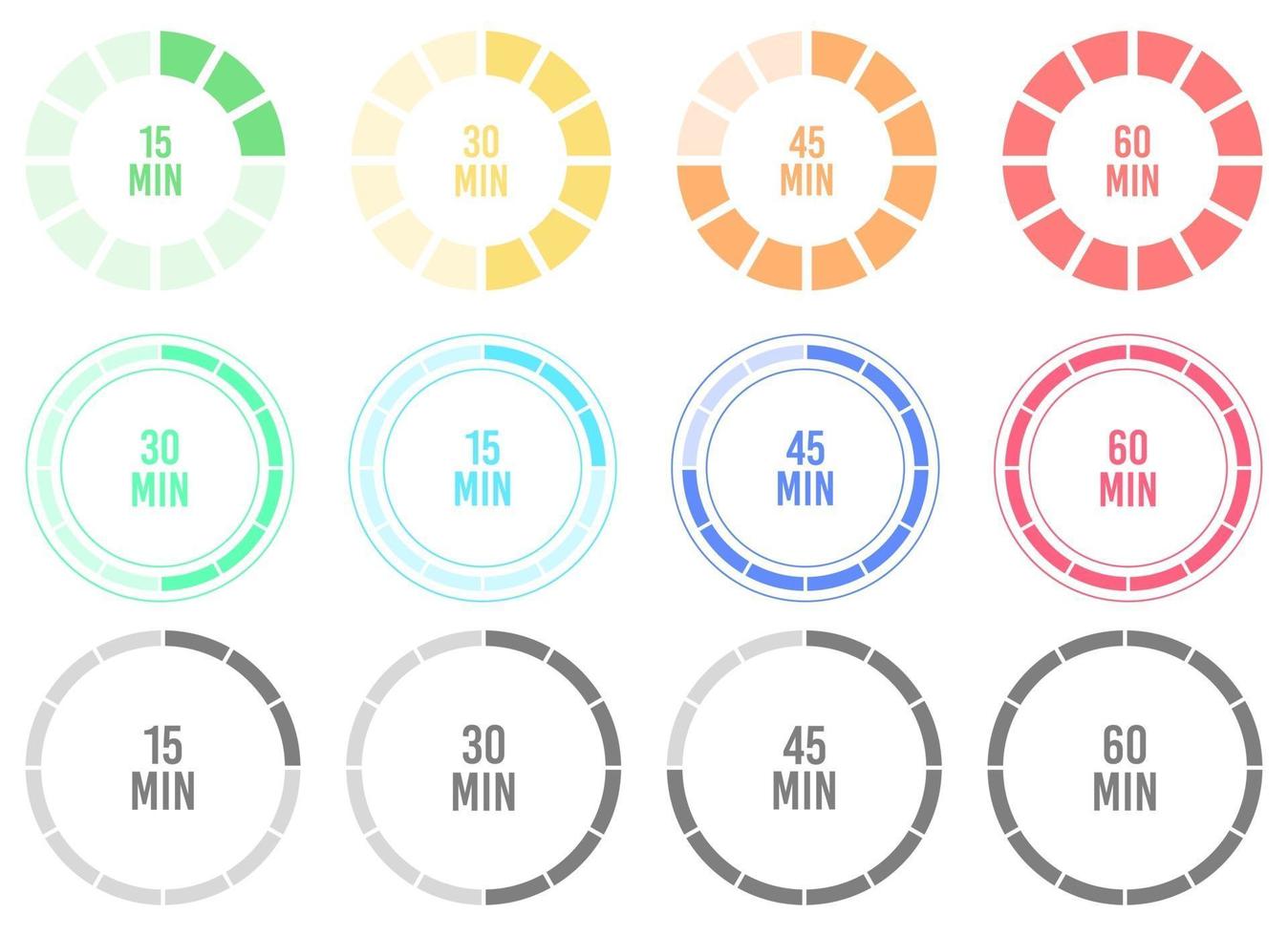 ilustração de desenho vetorial de cronômetro de horas conjunto isolado no fundo vetor