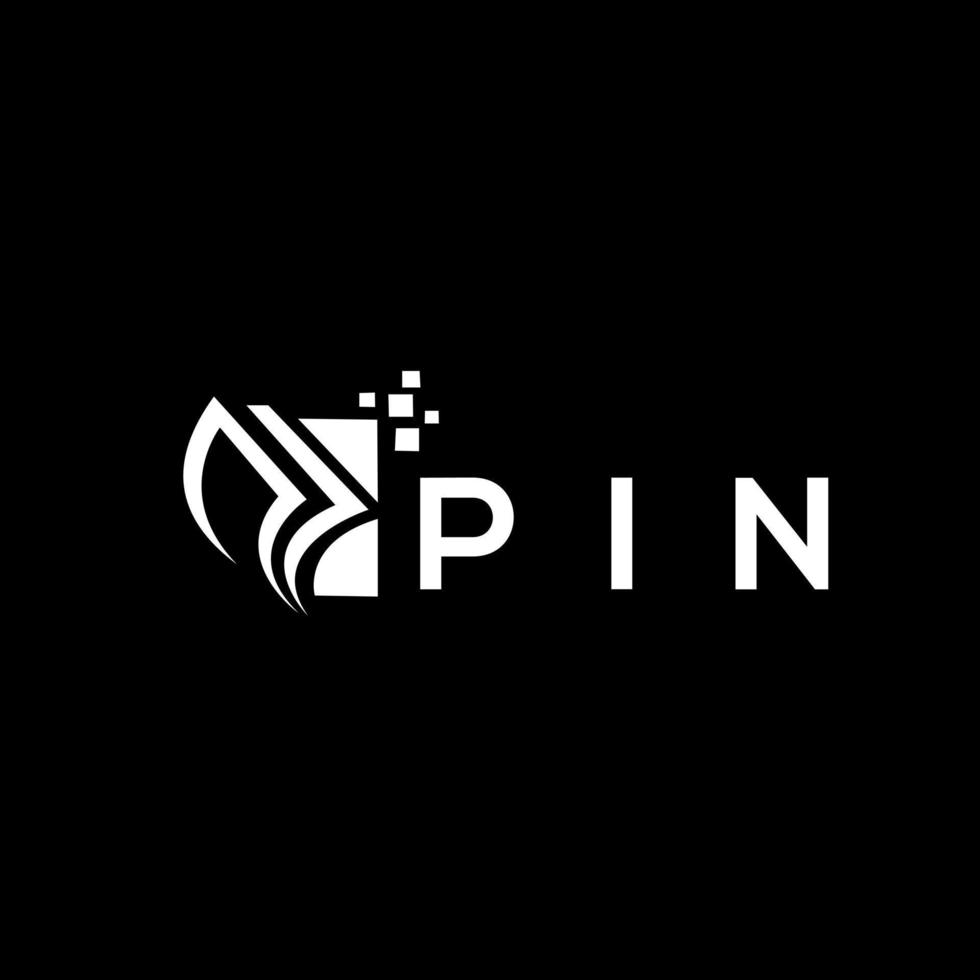 PIN crédito reparar contabilidade logotipo Projeto em Preto fundo. PIN criativo iniciais crescimento gráfico carta logotipo conceito. PIN o negócio finança logotipo Projeto. vetor