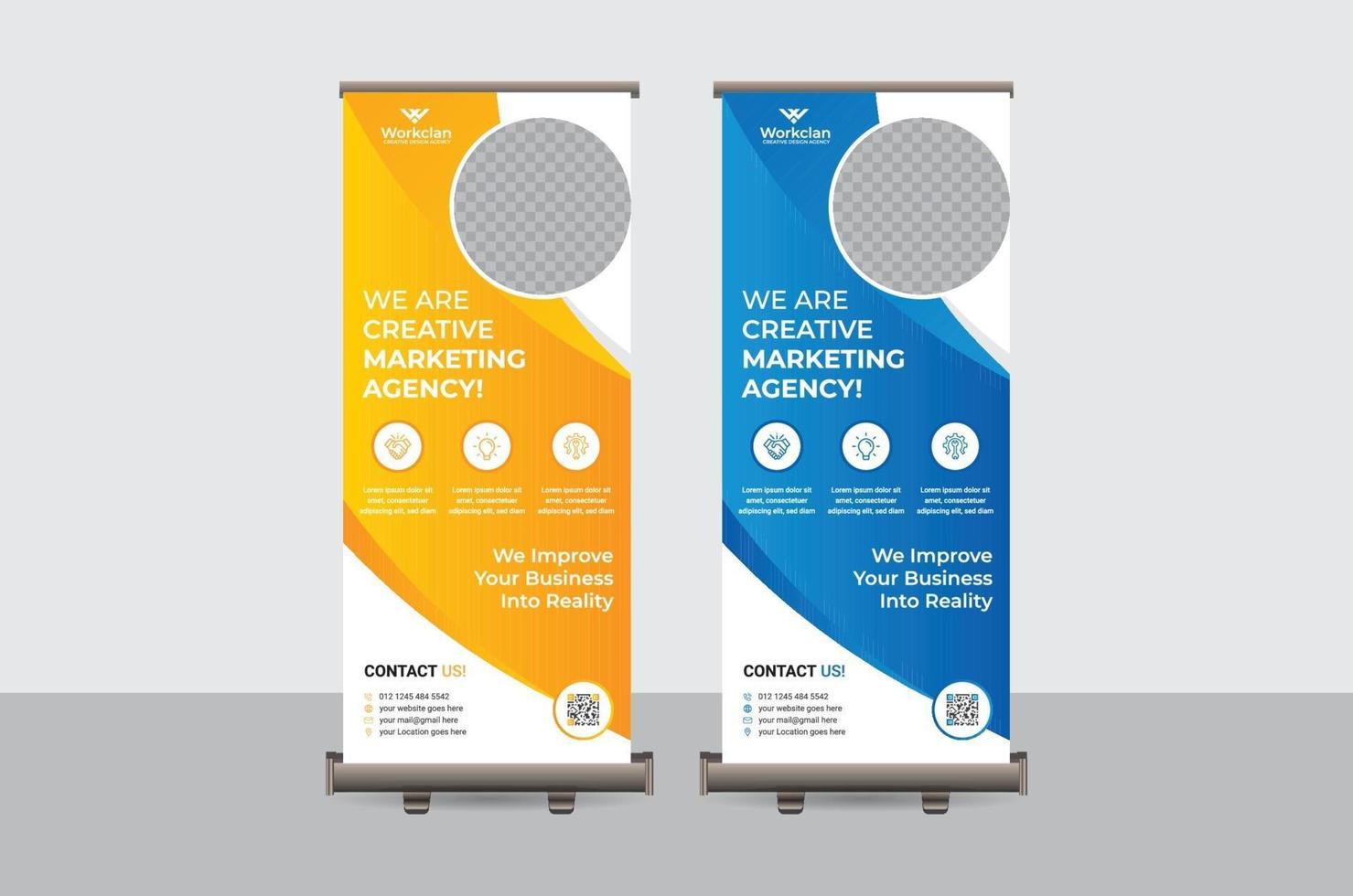 modelo de vetor abstrato colorido roll up banner