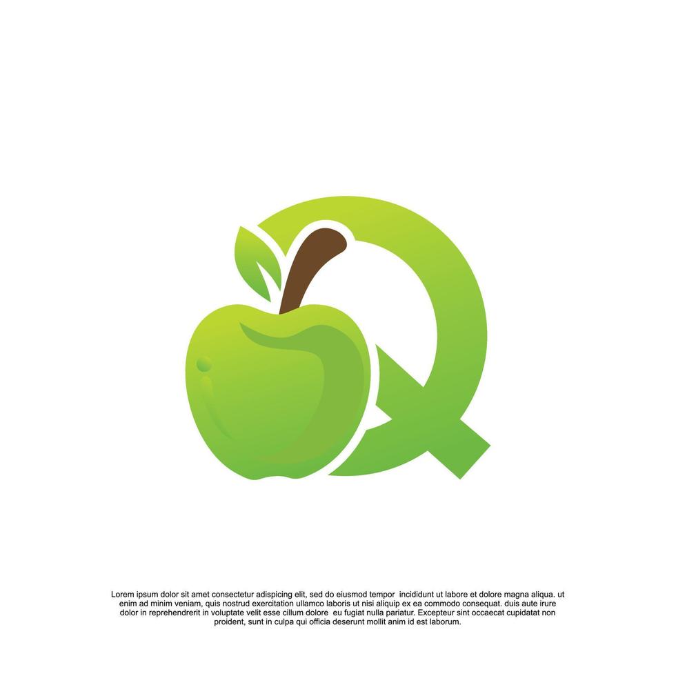 carta q logotipo Projeto com fruta modelo fresco logotipo Prêmio vetor