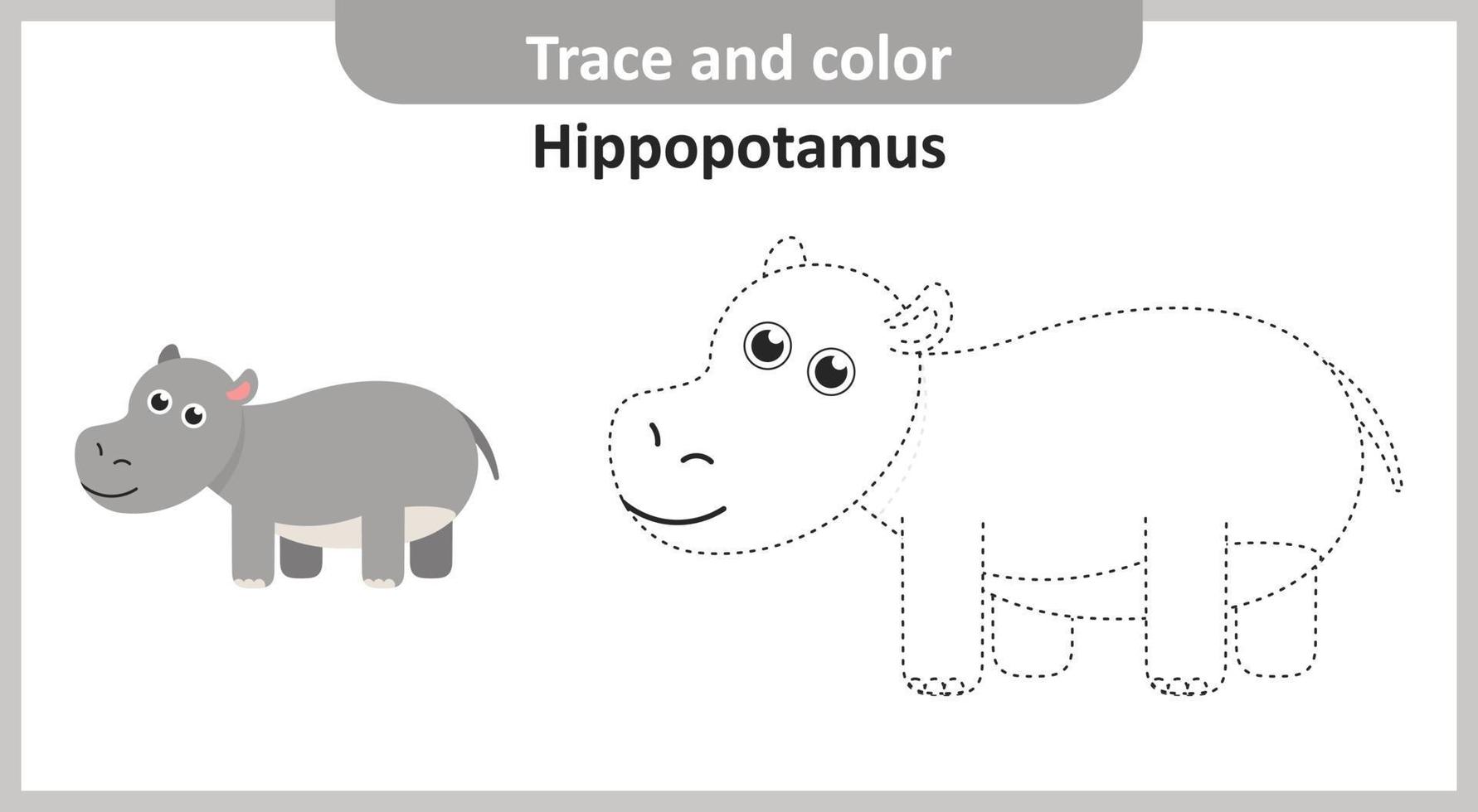 traço e hipopótamo colorido vetor