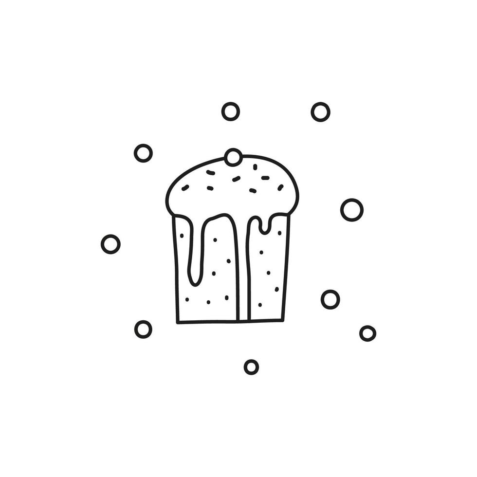 doodle contorno bolo kulich de páscoa. vetor