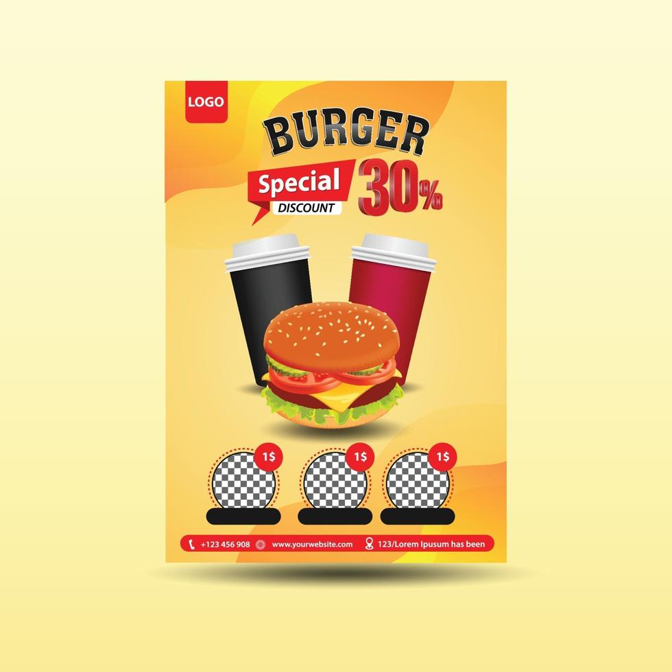 modelo de vetor de panfleto de hambúrguer