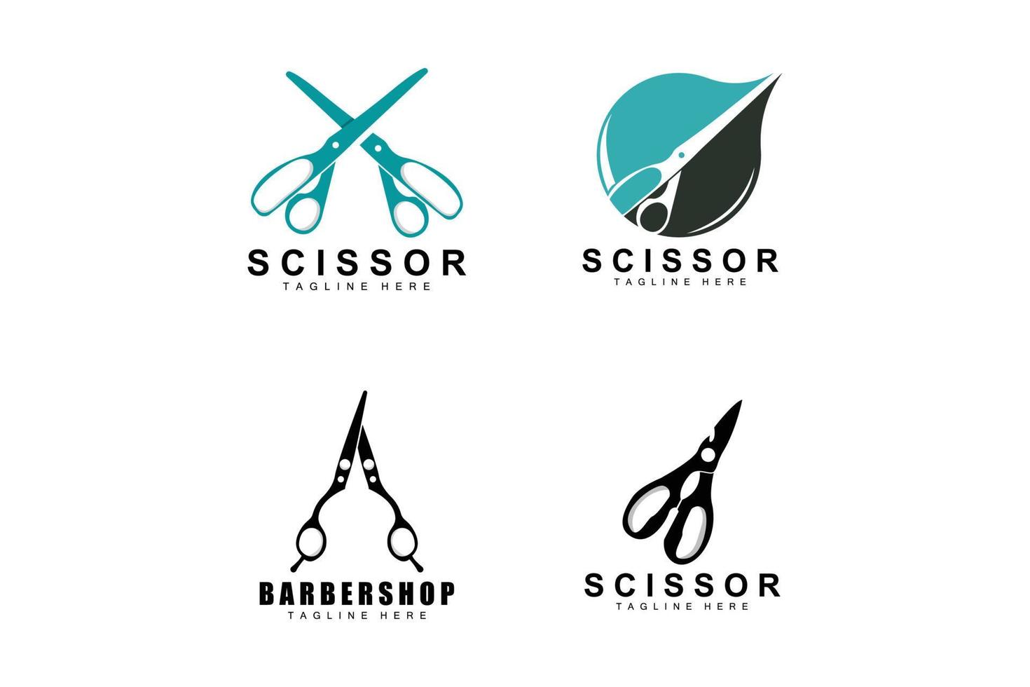 design de logotipo de tesoura, vetor de barbeador de barbearia, ilustração de marca de tesoura de barbearia